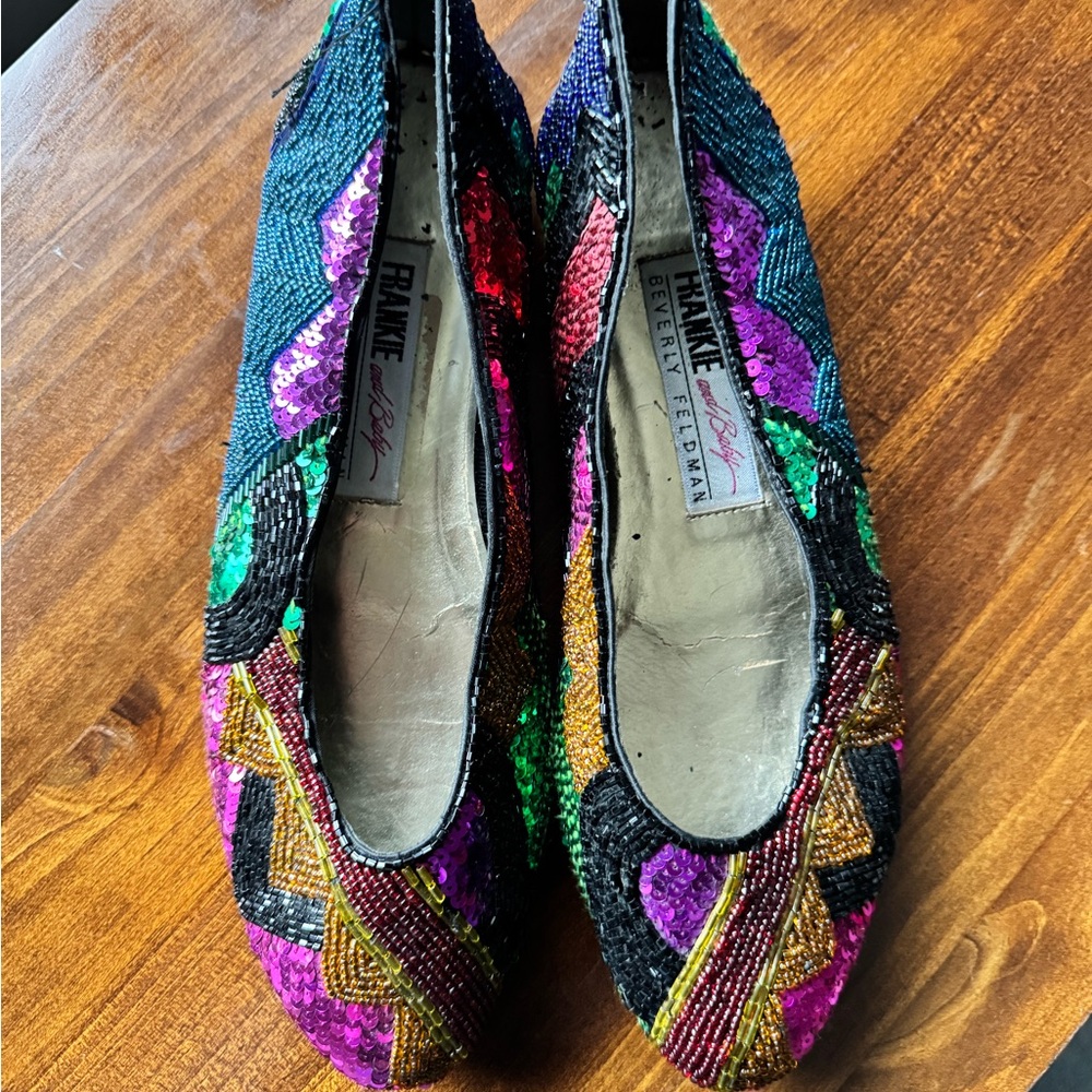 Vintage Beverly Feldman Colorful Sequin Flats